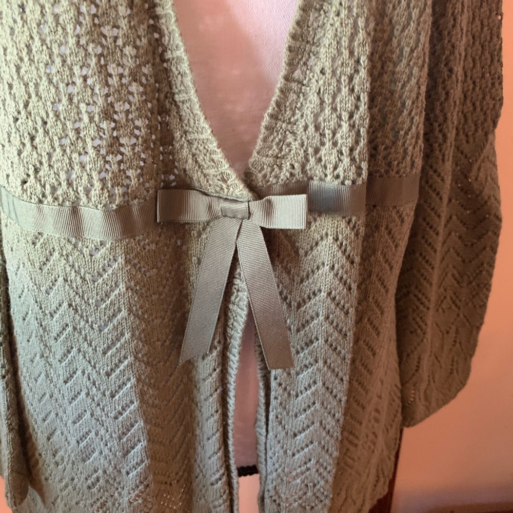ALFRED DUNNER Cardigan Green Eyelet Sweater Large - Picture 8 of 14